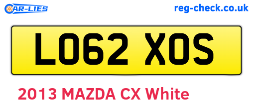 LO62XOS are the vehicle registration plates.