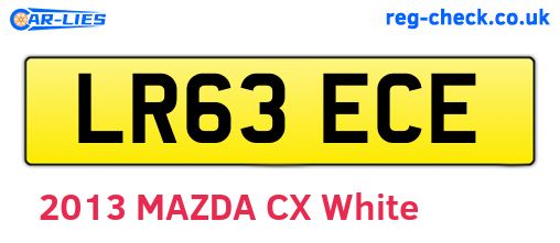 LR63ECE are the vehicle registration plates.