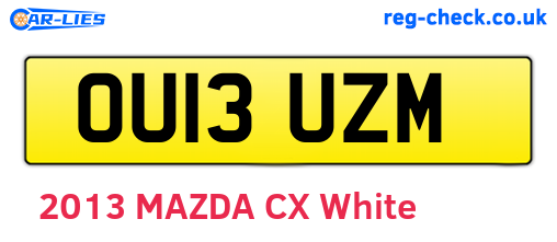 OU13UZM are the vehicle registration plates.