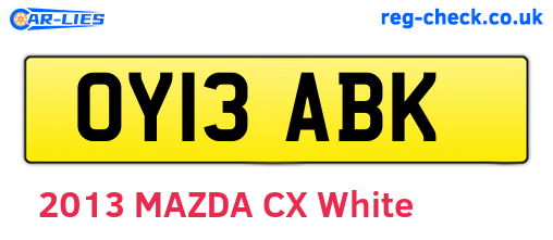 OY13ABK are the vehicle registration plates.