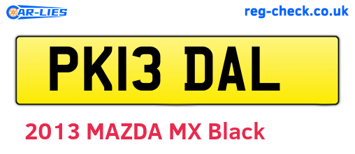 PK13DAL are the vehicle registration plates.