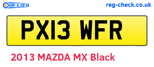 PX13WFR are the vehicle registration plates.
