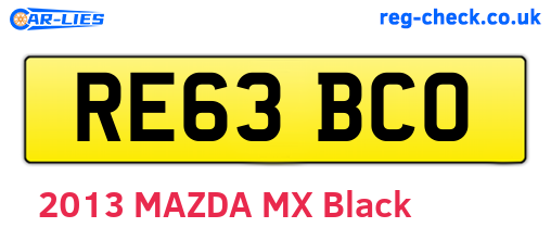RE63BCO are the vehicle registration plates.