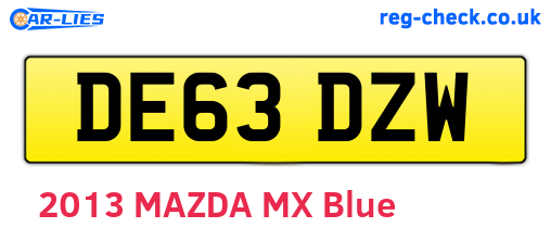 DE63DZW are the vehicle registration plates.