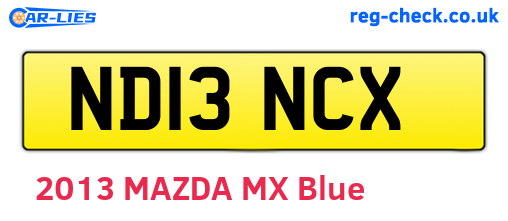 ND13NCX are the vehicle registration plates.