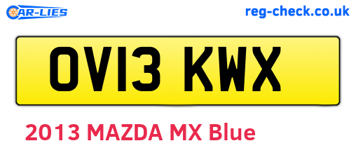 OV13KWX are the vehicle registration plates.