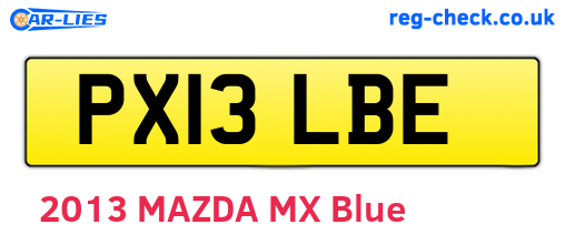 PX13LBE are the vehicle registration plates.