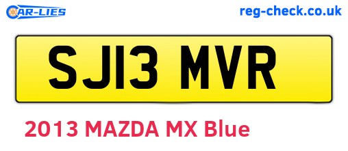 SJ13MVR are the vehicle registration plates.
