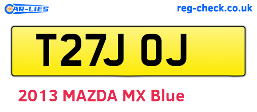 T27JOJ are the vehicle registration plates.