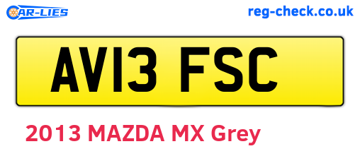 AV13FSC are the vehicle registration plates.