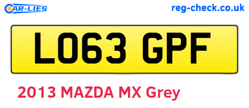 LO63GPF are the vehicle registration plates.