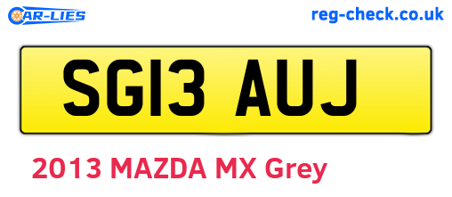 SG13AUJ are the vehicle registration plates.