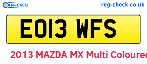 EO13WFS are the vehicle registration plates.