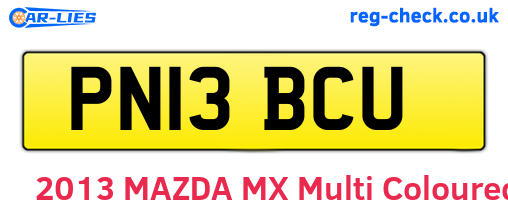 PN13BCU are the vehicle registration plates.
