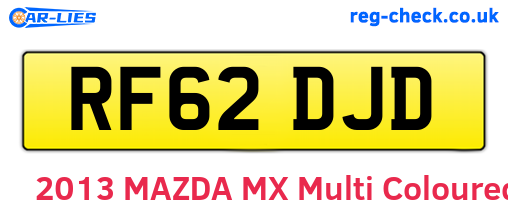 RF62DJD are the vehicle registration plates.