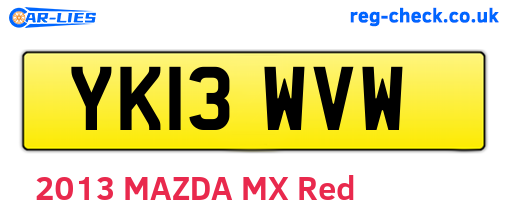 YK13WVW are the vehicle registration plates.