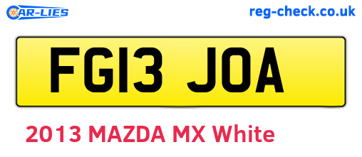 FG13JOA are the vehicle registration plates.