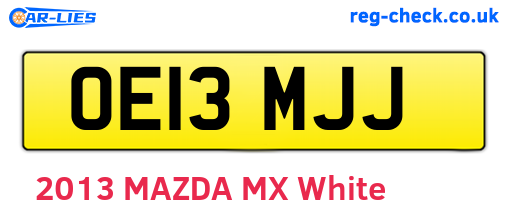 OE13MJJ are the vehicle registration plates.