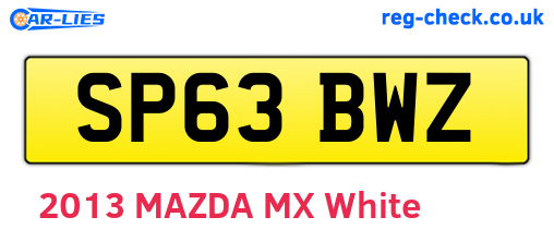 SP63BWZ are the vehicle registration plates.