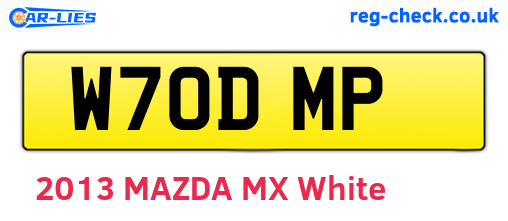 W70DMP are the vehicle registration plates.