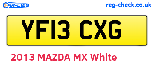 YF13CXG are the vehicle registration plates.