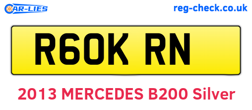 R60KRN are the vehicle registration plates.