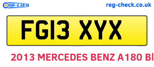 FG13XYX are the vehicle registration plates.