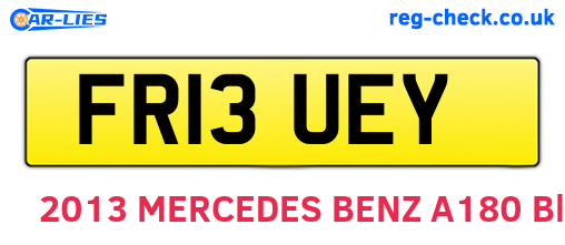FR13UEY are the vehicle registration plates.