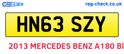 HN63SZY are the vehicle registration plates.