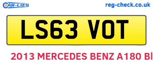LS63VOT are the vehicle registration plates.