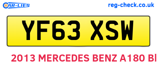 YF63XSW are the vehicle registration plates.
