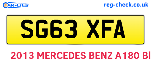 SG63XFA are the vehicle registration plates.
