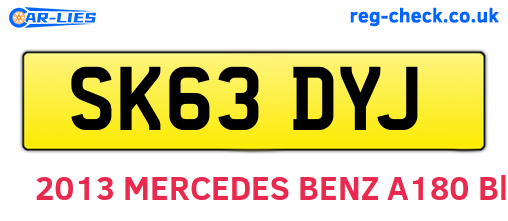 SK63DYJ are the vehicle registration plates.