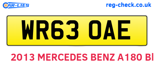 WR63OAE are the vehicle registration plates.