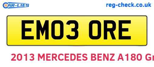 EM03ORE are the vehicle registration plates.
