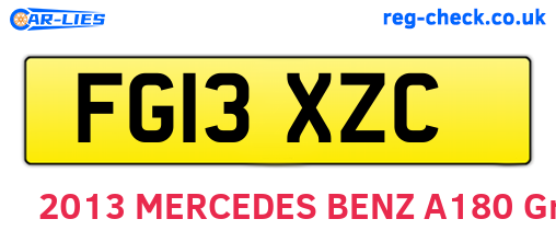 FG13XZC are the vehicle registration plates.