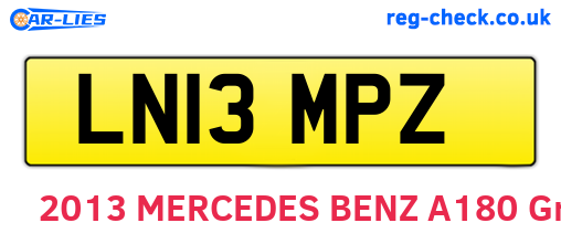 LN13MPZ are the vehicle registration plates.