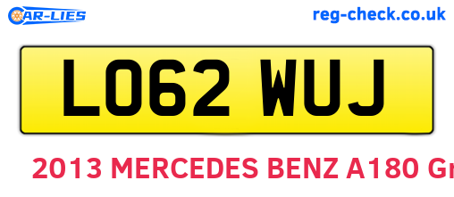 LO62WUJ are the vehicle registration plates.