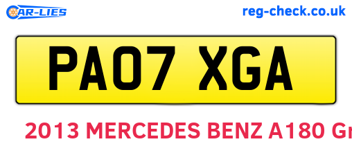 PA07XGA are the vehicle registration plates.