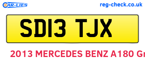 SD13TJX are the vehicle registration plates.