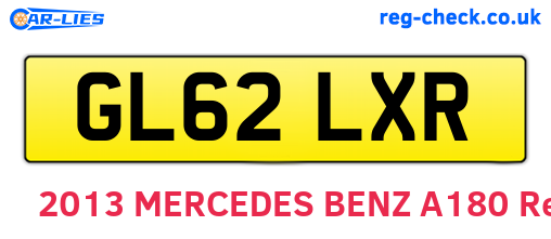 GL62LXR are the vehicle registration plates.