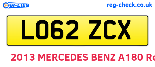 LO62ZCX are the vehicle registration plates.
