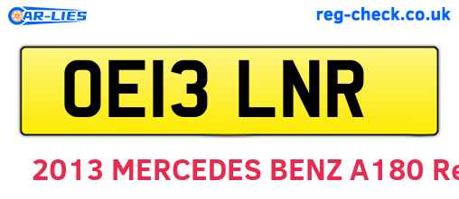 OE13LNR are the vehicle registration plates.