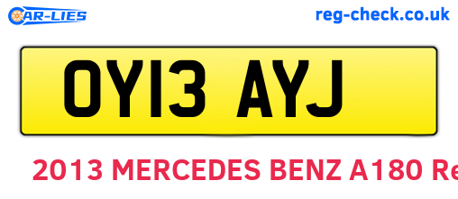 OY13AYJ are the vehicle registration plates.
