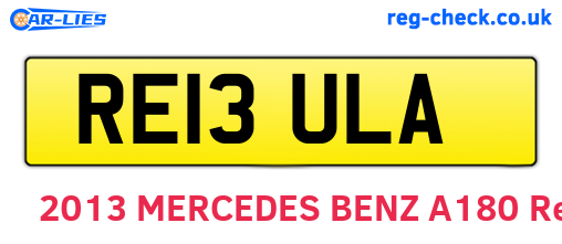 RE13ULA are the vehicle registration plates.