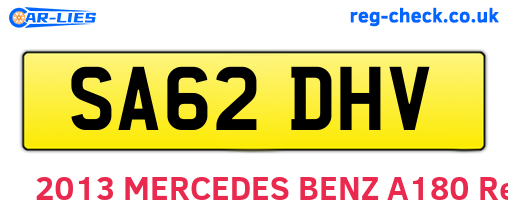 SA62DHV are the vehicle registration plates.