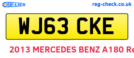 WJ63CKE are the vehicle registration plates.