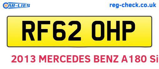 RF62OHP are the vehicle registration plates.