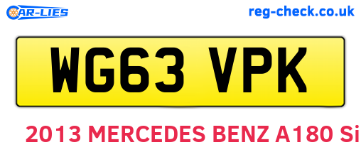 WG63VPK are the vehicle registration plates.