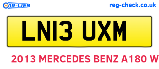 LN13UXM are the vehicle registration plates.